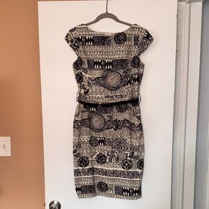 NWOT Nine West Cap-Sleeve Printed Sheath Dress in Black and Cream